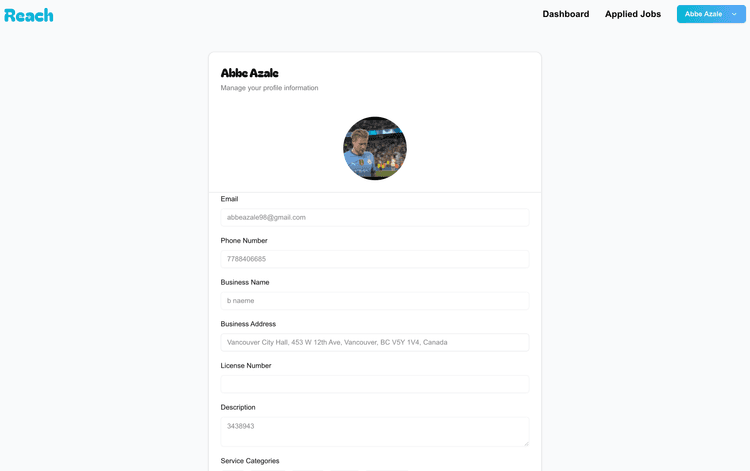 Reach - Professional Dashboard